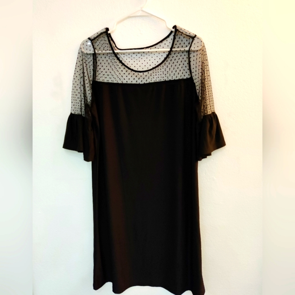 Black tunic dress with lace sleeves